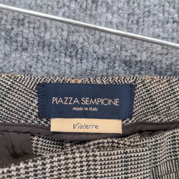 Piazza Sempione Women's Violette Straight Dress Pants 42 Multi Plaid Wool Blend - Picture 8 of 12